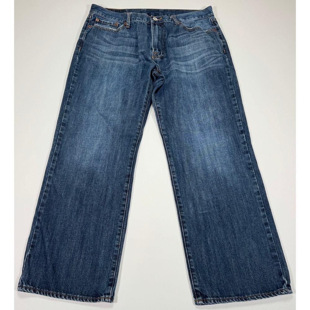 Lucky Brand Mens Jeans 34x28 Dark Wash Blue Denim Straight Leg Cotton 5 Pocket